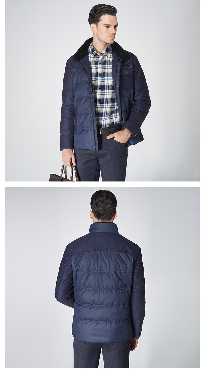 劲霸男装k-boxing 男士时尚商务短款毛领茄克羽绒服|frhy4317_羽绒服