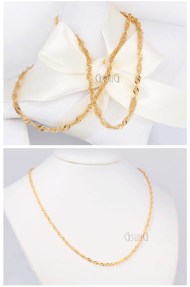 gsung黄金au999水波纹项链女款经典足金颈链需要定制黄金项链需要定制