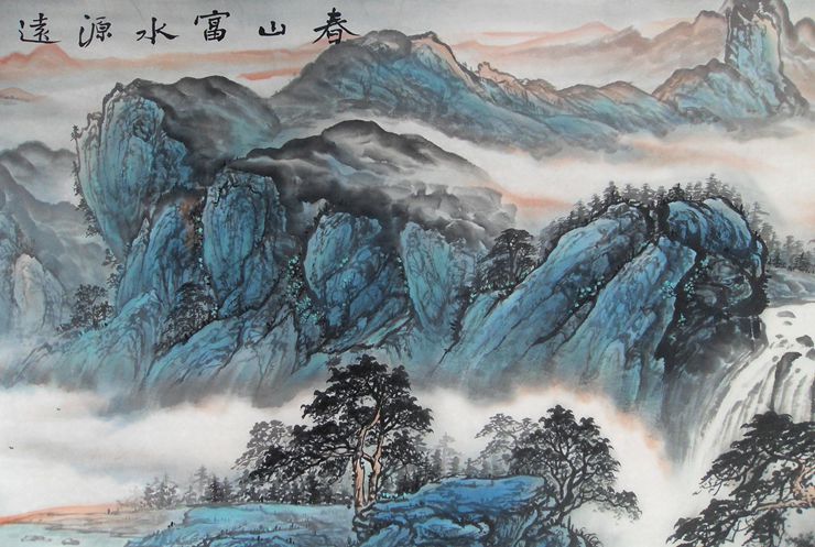 品名:春山富水源远流长 规格:画心180*70 cm 泼墨山水 大气磅礴,浑然