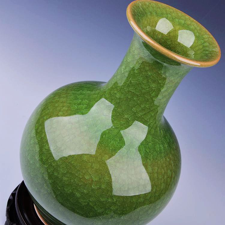 景德镇窑变瓷花瓶窑变绿色赏瓶碎瓷冰瓷陶瓷器摆件石榴瓶礼品套装