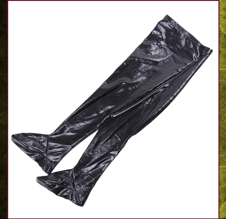 桃色缘情趣漆皮袜拉链硅胶防滑高筒式皮袜sm情趣用品