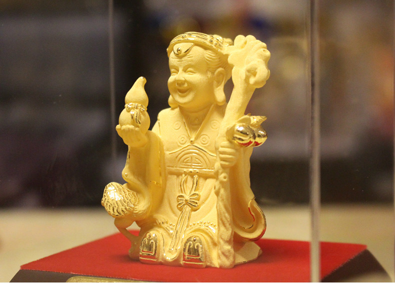 品 绒沙金摆件长辈老人生日礼物祝寿礼大寿贺寿寿桃寿星一对 开心寿公