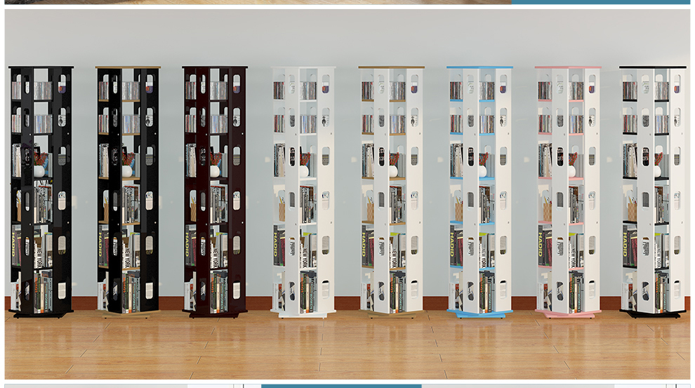 念之依书架360度旋转书柜简易创意置物架落地客厅办公书架陈列架角落