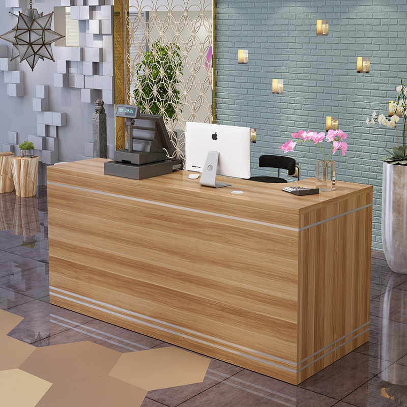 帝鼎红 收银台公司前台柜台吧台服装店酒店饭店吧台桌 柚木色 120长*8