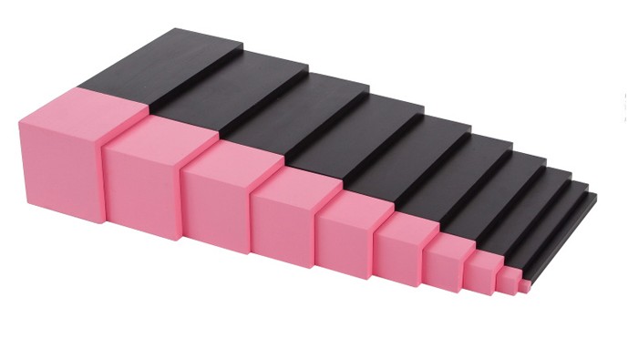 熠奇木质蒙氏教具感官积木儿童早教教具粉红塔 棕色梯0-5岁 棕色梯