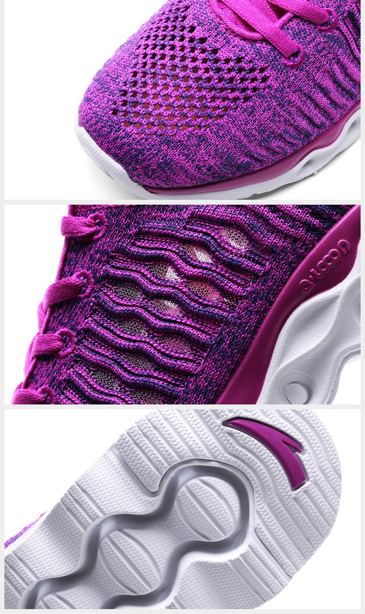 安踏女鞋 能量环织物袜套跑鞋 跑步鞋12725588 荧光活力粉