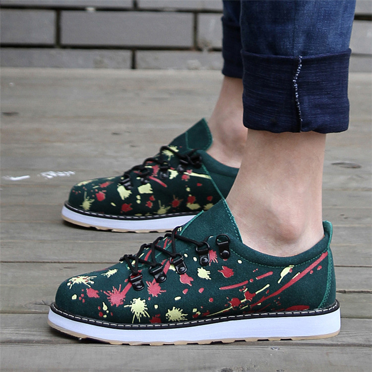 秦豹2014秋季新款真皮反绒皮男鞋休闲板鞋时尚潮鞋布洛克风格 蓝色 44