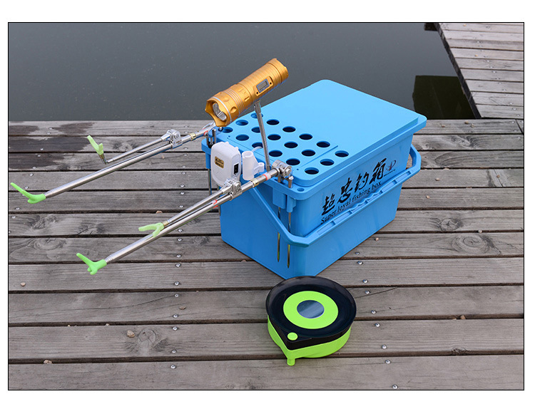 钓鱼箱多功能钓箱可坐钓桶装鱼箱钓椅多便捷箱桶垂钓椅凳 湖水蓝 坐垫