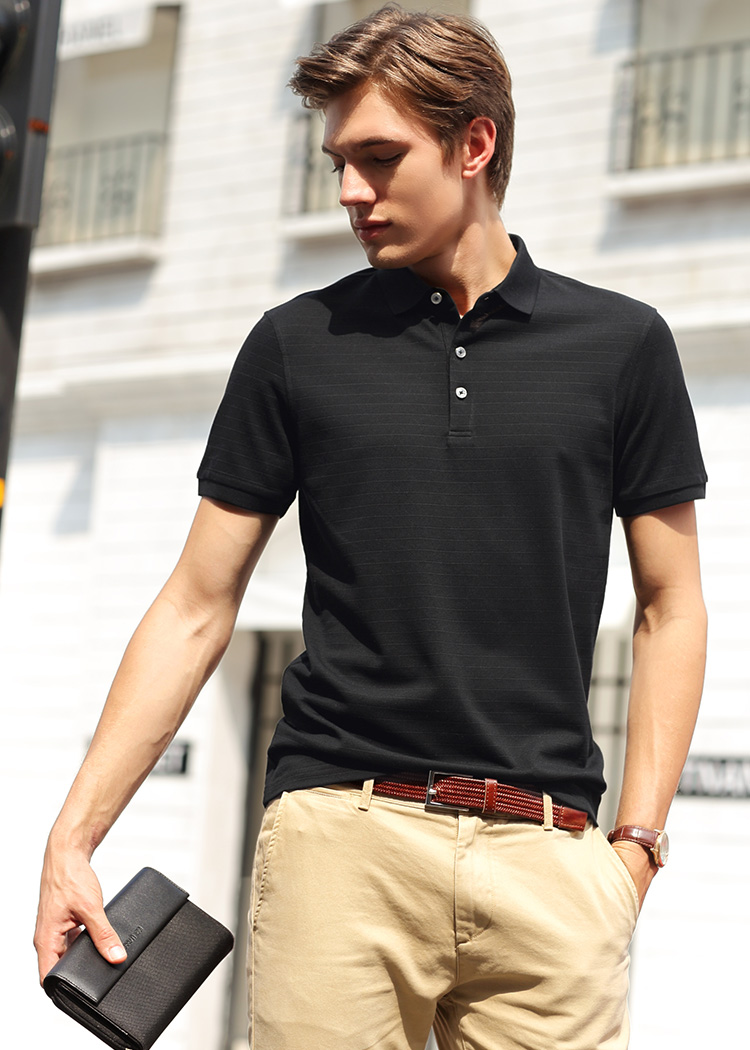 布先生 t恤短袖polo衫丝光棉翻领男装 商务短袖体恤男半袖衣服男装