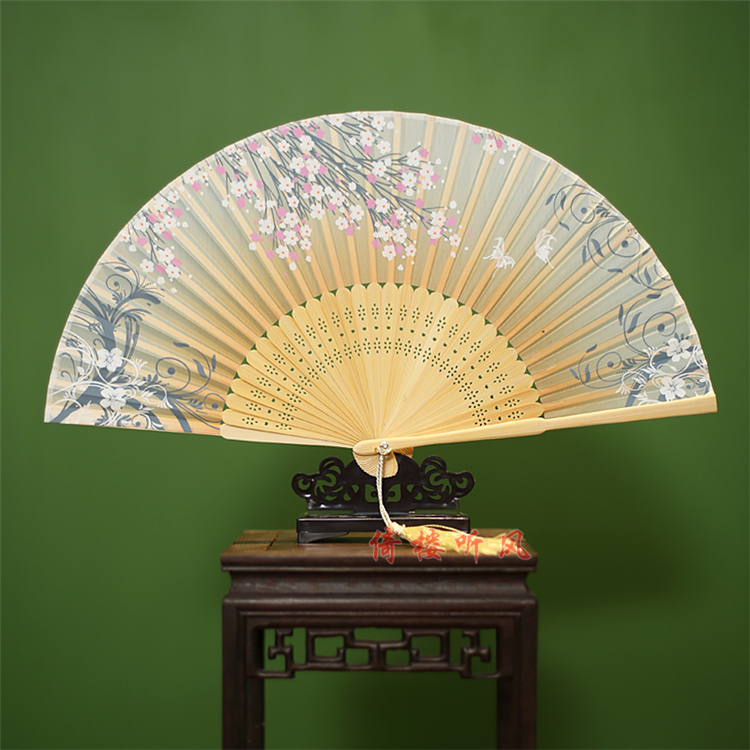 倚楼听风杭扇子6寸折扇女绢扇杭州丝绸扇出国礼品扇1芙蓉朝晖粉紫不带