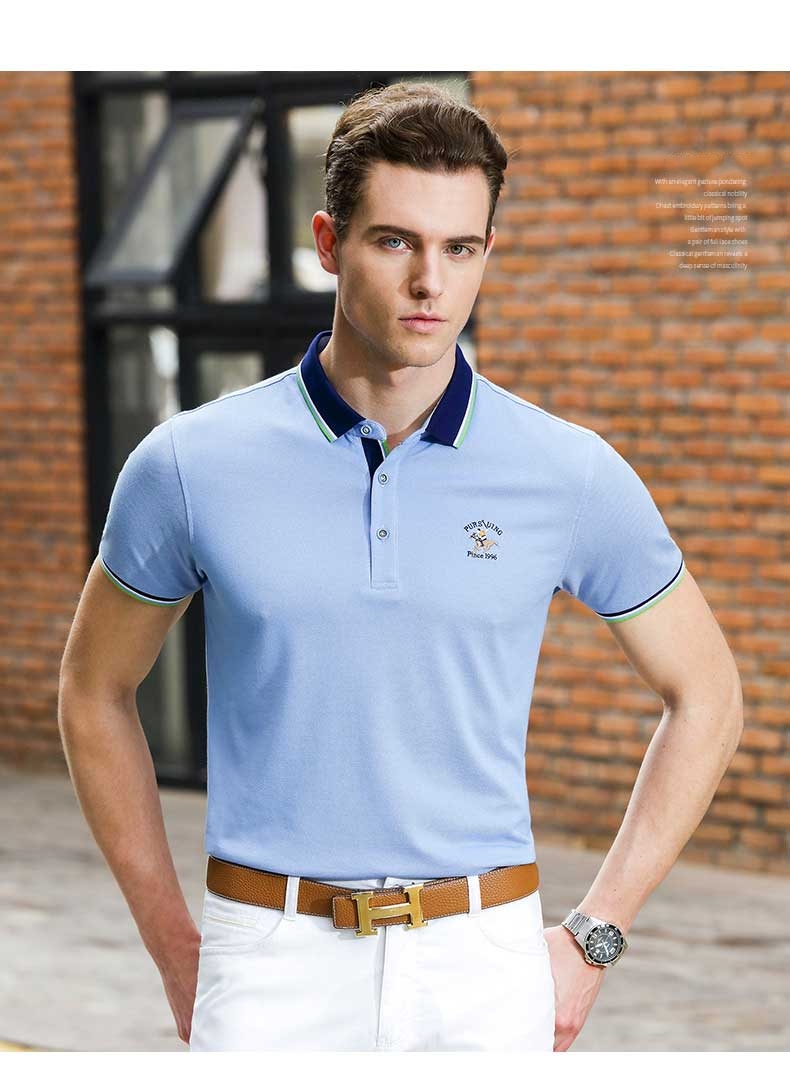 保罗商务休闲大码骑士polo衫男英伦2018夏季新款潮牌明星同款纯色翻领
