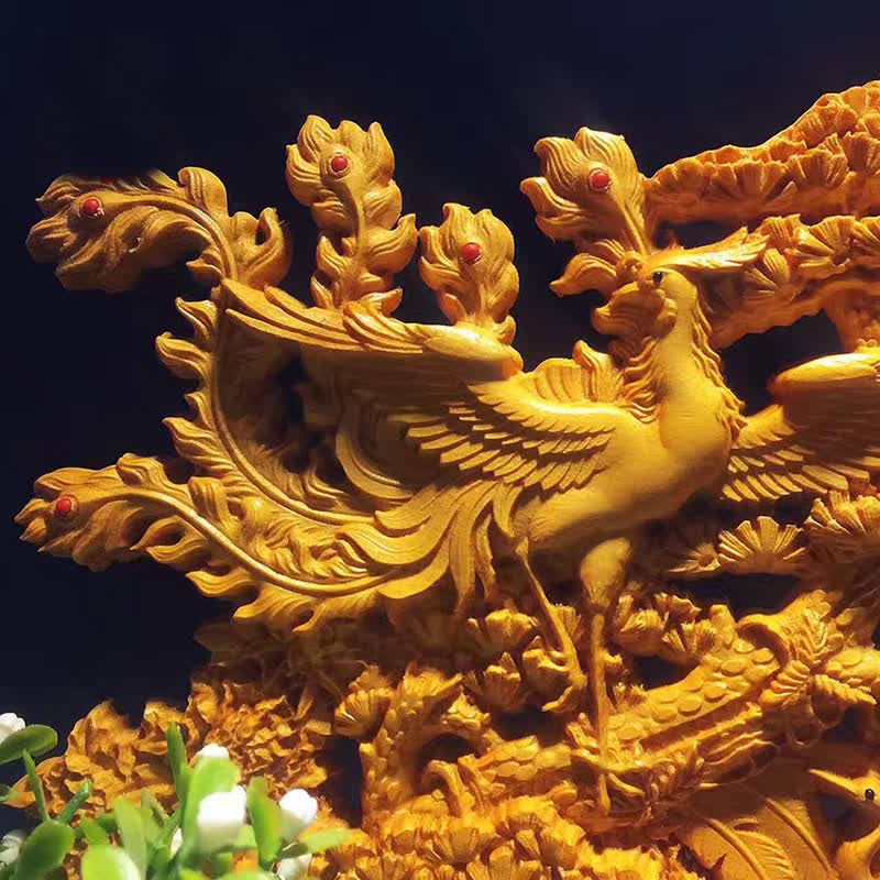 泽艺缘 太行崖柏根雕百鸟朝凤精雕摆件家居工艺品 百鸟朝凤