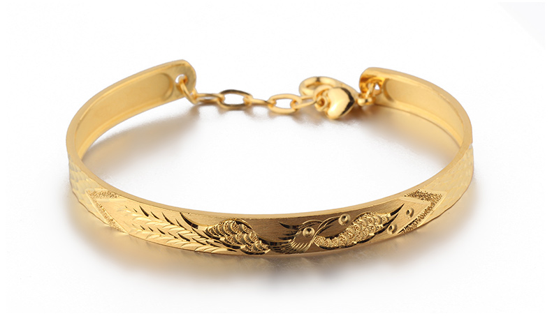 gsung黄金au999女士凤凰手镯足金手环带延长链尾需要定制黄金手镯需要