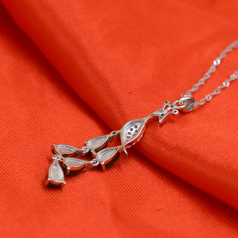 纯已久银饰925银镶嵌吊坠孔雀银吊坠 女士银坠 银白银吊坠银水波纹