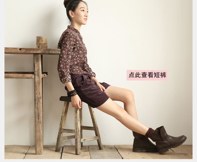 
                                        一尚棉麻女装怀旧长袖衬衫女式衬衣S145-408 S145 均码                