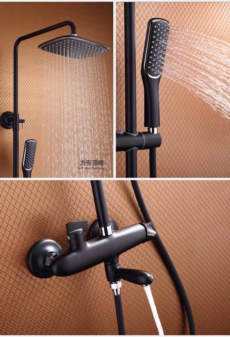 submarine 潜水艇淋浴器花洒套装 主体全铜可升降冷热水淋浴双出水带