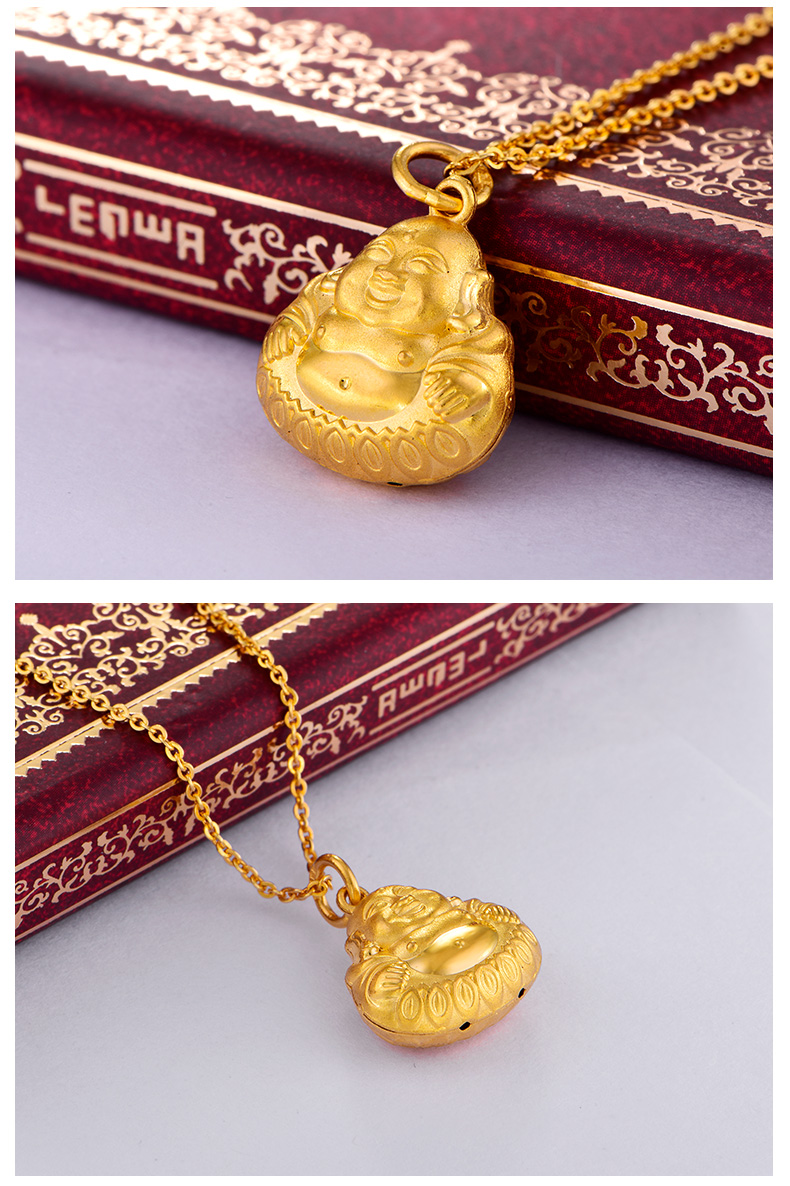 9大肚弥勒佛吊坠送妈妈双面金佛女款计价不含项链 2.
