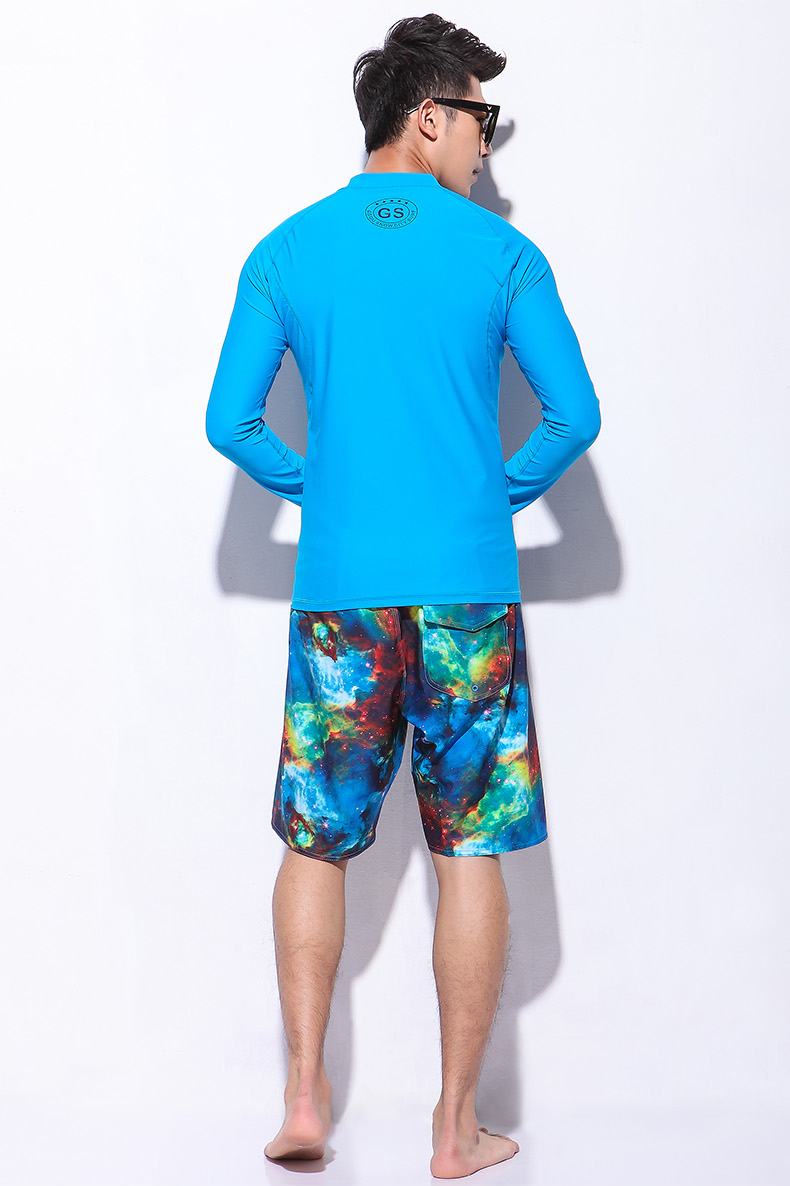 gsou snow沙滩裤男 户外游泳速干裤休闲运动五分裤 210vt-nav(丈青蓝)