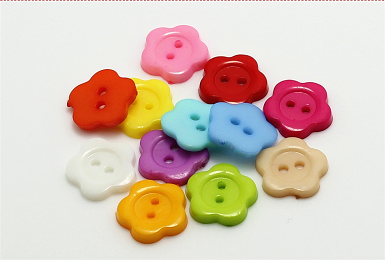 儿童毛衣卡通纽扣diy手工扣子画小花彩色两眼可爱创意白色梅花10颗