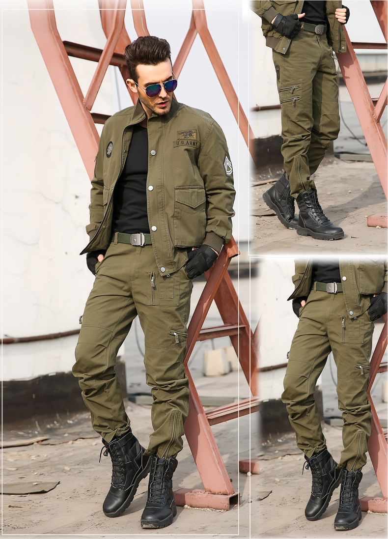 户外军工装迷彩服套装男耐磨正品军迷工作军绿色作训秋冬季 黑色一套