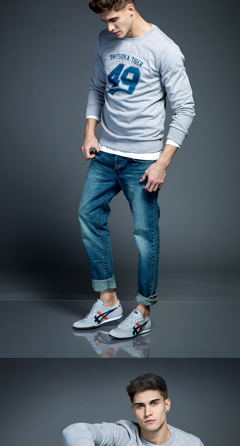 onitsukatiger运动休闲鞋男serranod109l0026浅灰深蓝395