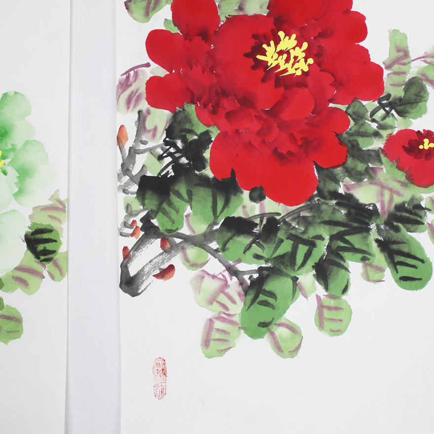 中国国画家协会会员 郭艳霞《牡丹》一套