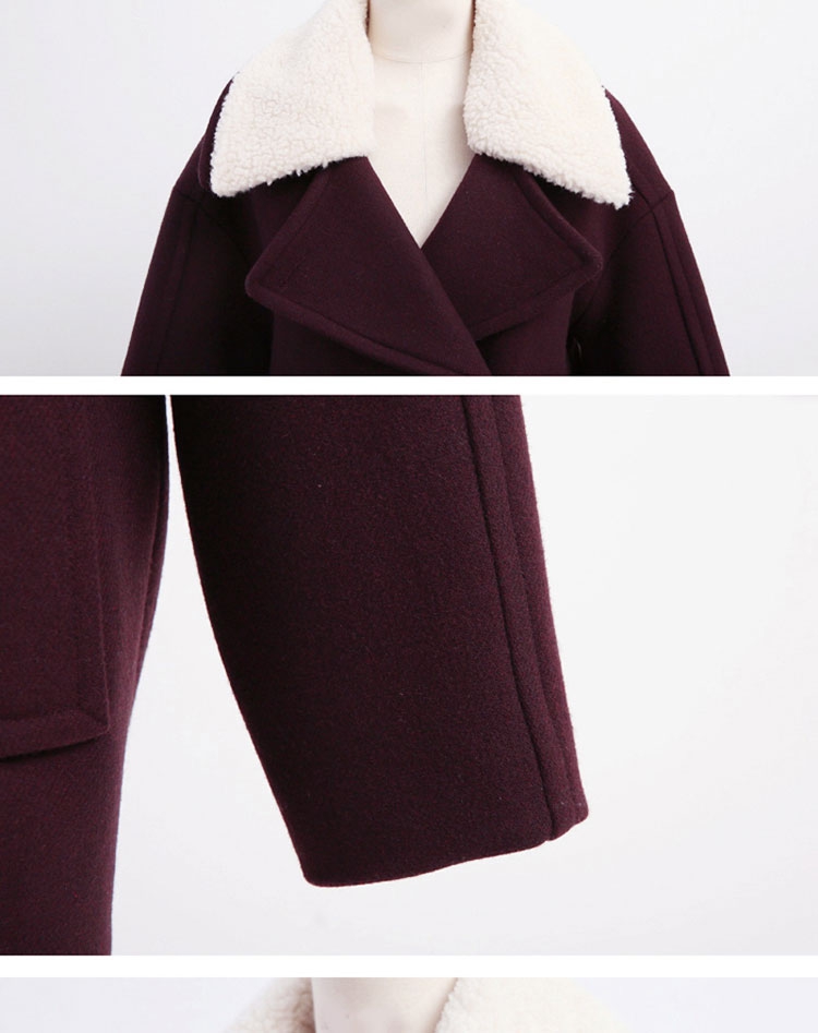 烟色2014秋冬新款毛呢外套 韩版修身双排扣中长款呢子外套 学院风呢