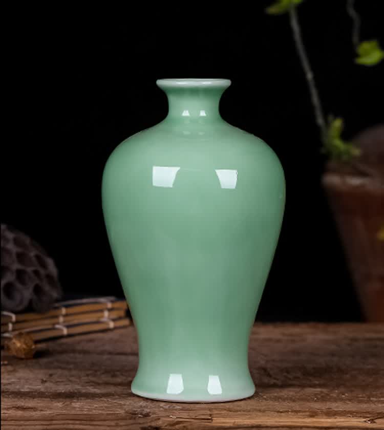 景德镇瓷器影青瓷插花小花瓶陶瓷现代家居装饰品客厅工艺摆件竹节赏瓶