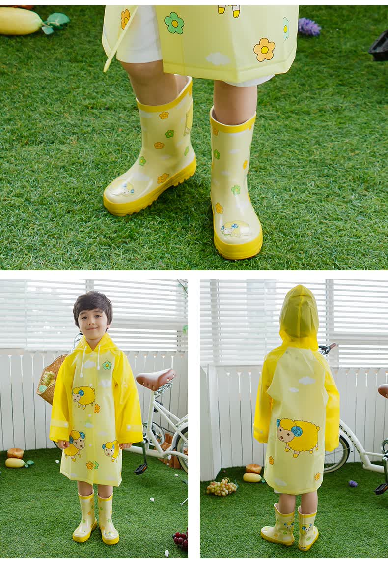 kocotree儿童雨鞋男童雨鞋夏女童防滑雨靴学生 绿色 27码 内长17.
