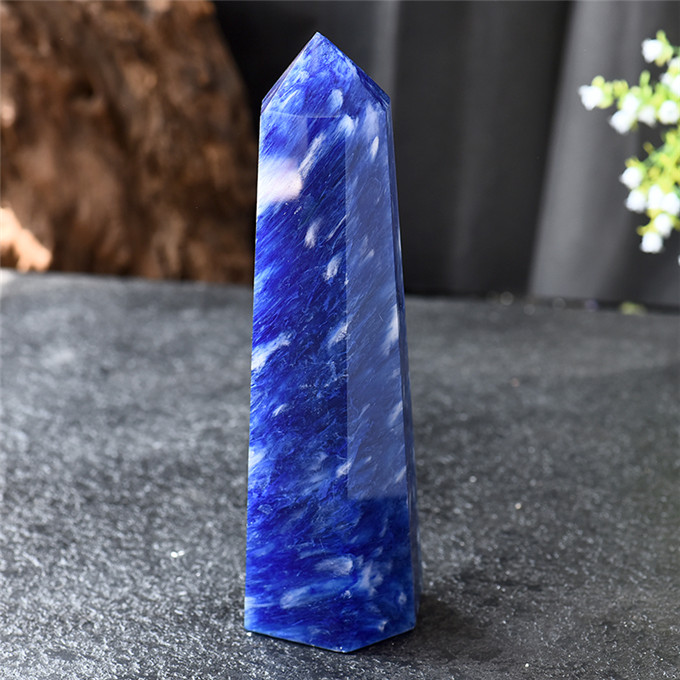 势坤熔炼水晶柱水晶柱蓝水晶柱 风水摆件 高度46公分