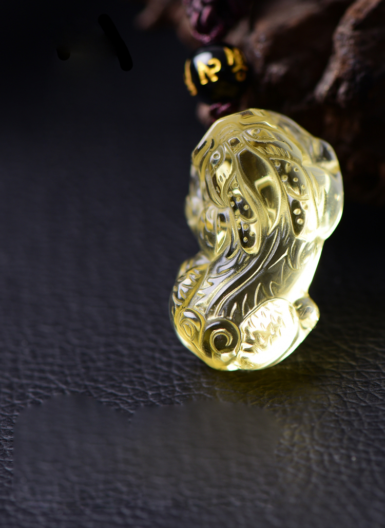 馨佑天然黄水晶貔貅吊坠 情侣款貔貅挂件 款式b 男款