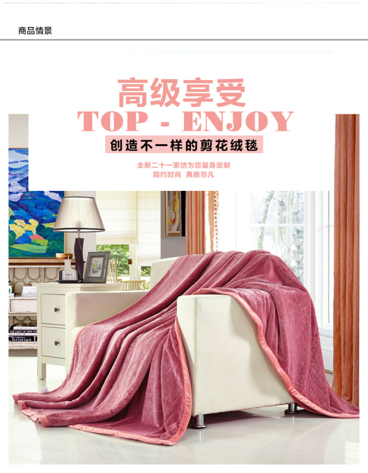 二十一家纺 珊瑚绒毯子盖毯加厚 珊瑚毯冬季保暖床单法兰绒毯毛毯亲肤柔和毯 180x200 奢香-玉色 200*230
