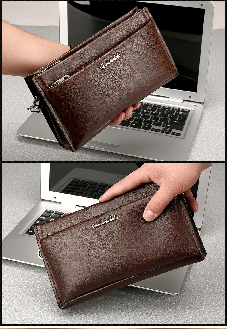 北狐钱包男真皮长款头层牛皮男式钱夹拉链男士潮青年真皮夹子fdkblam