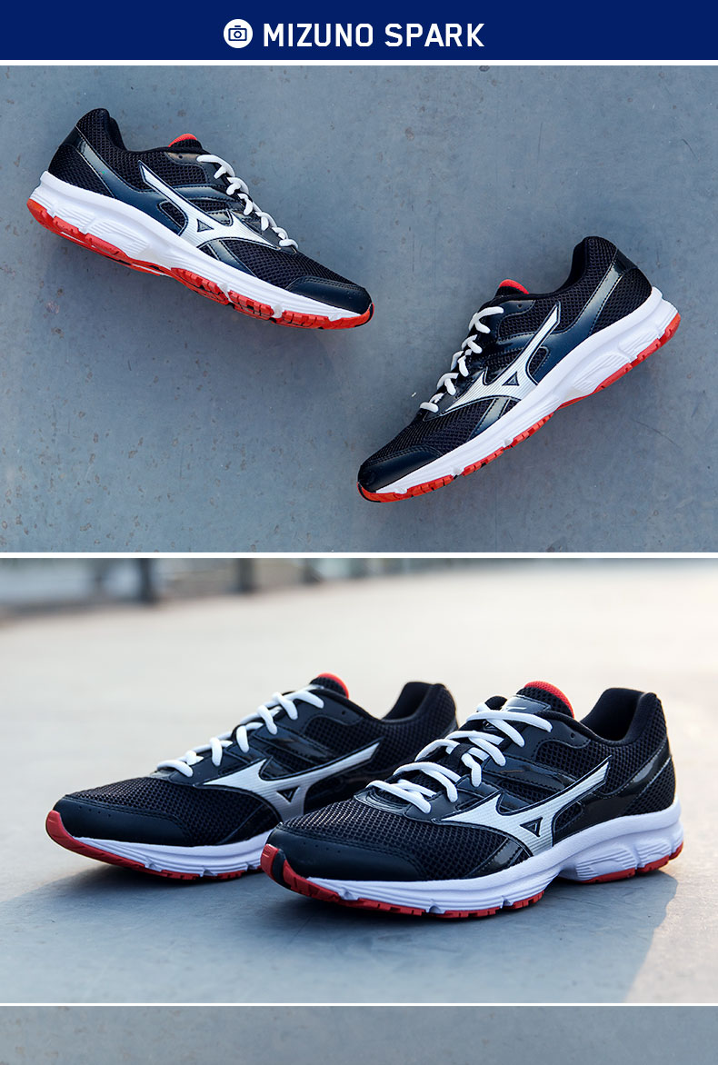 mizuno美津浓 缓冲透气跑步鞋运动鞋男 spark k1gr160373 黑/银/红 40