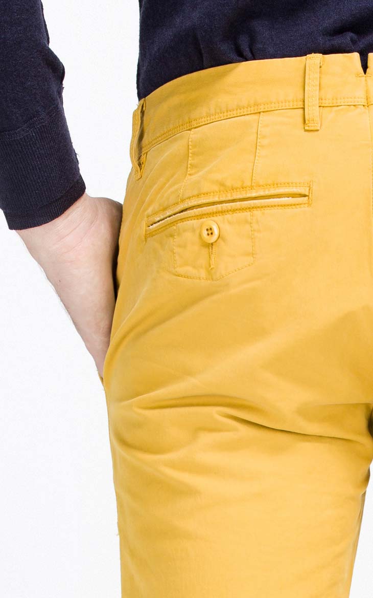 嵌线带扣纽扣后袋