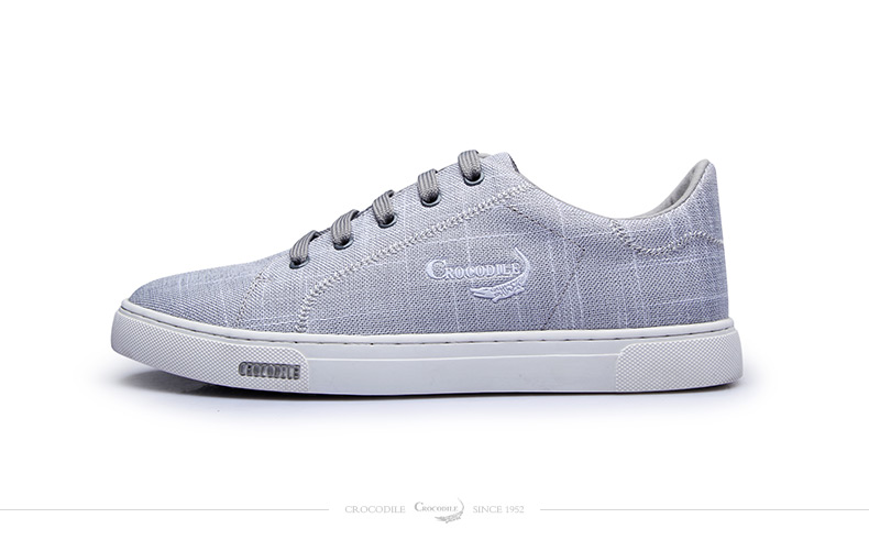 鳄鱼恤 crocodile 男士时尚休闲鞋系带潮流帆布鞋透气低帮板鞋套脚平