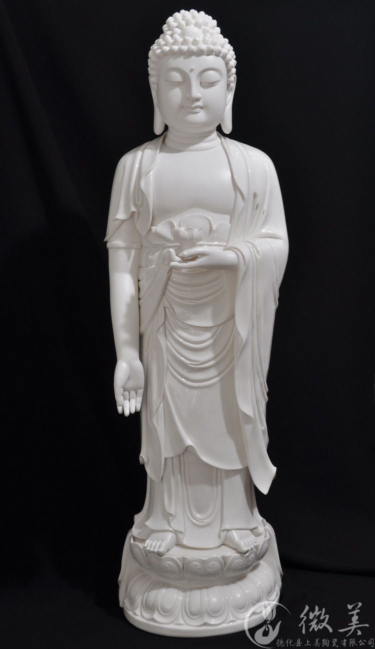 微美30吋阿弥陀佛佛像德化陶瓷白瓷彩绘供奉佛像大号如来佛祖像 白瓷