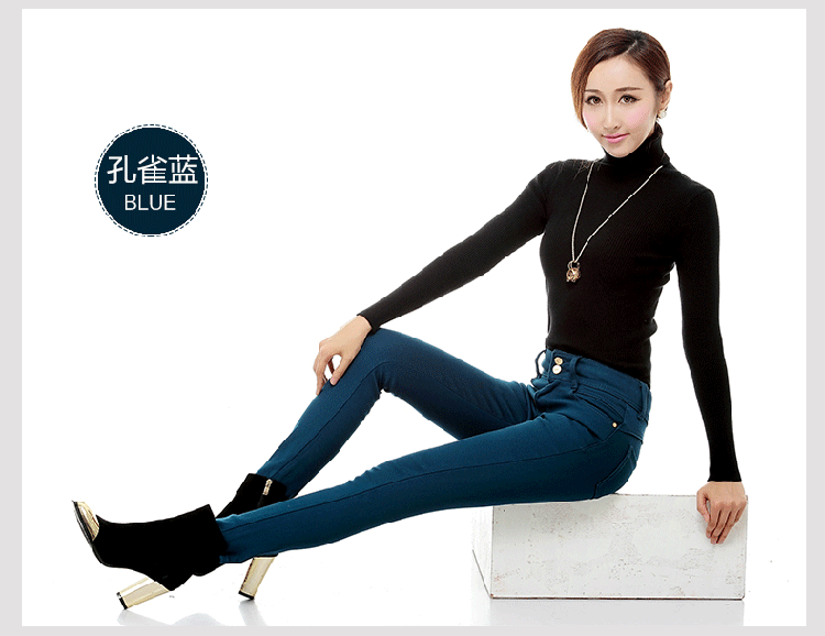 菲玫思 牛仔裤女加绒裤加厚铅笔裤小脚裤秋冬保暖裤子长裤外穿加绒打底裤女 HM2031 黑色 32码