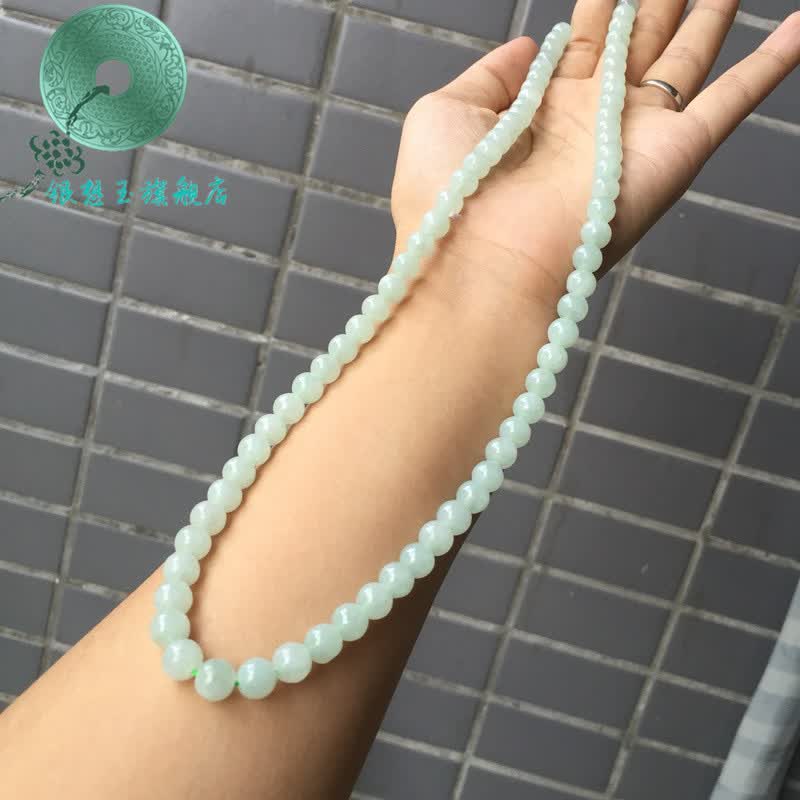 银想玉翡翠项链女款满绿颈饰圆珠玉珠项链锁骨链