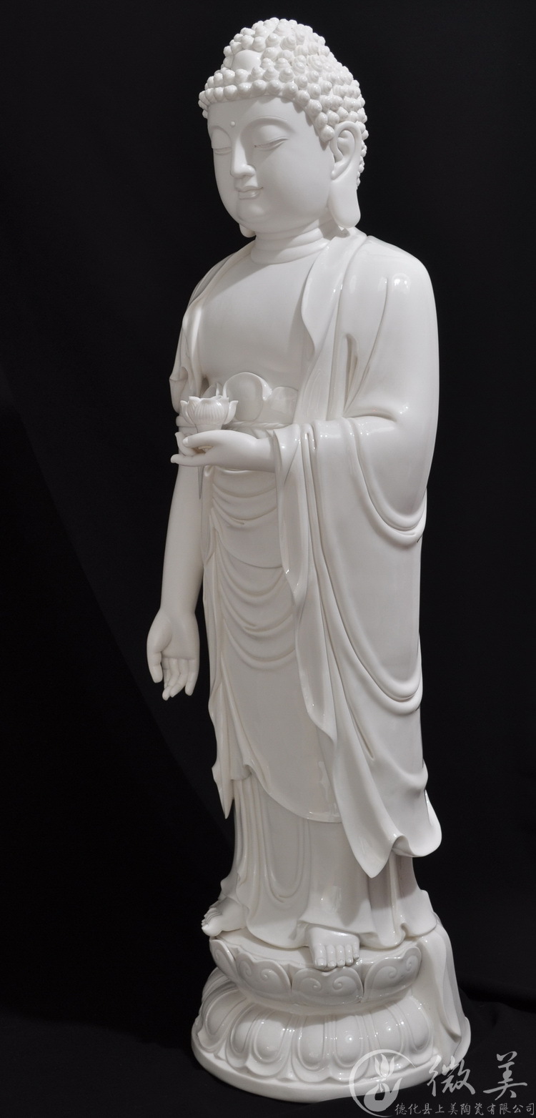 微美30吋阿弥陀佛佛像德化陶瓷白瓷彩绘供奉佛像大号如来佛祖像 白瓷