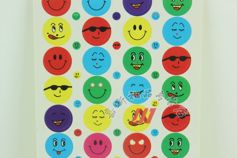 与同1包10张包五颜六色笑脸不干胶贴纸励贴画好奖吐舌头学生奖励贴
