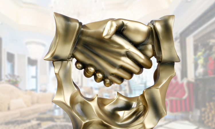 鸣欧(mingou) 诚信共赢握手合作摆设 办公室家居摆件 开业乔迁工艺