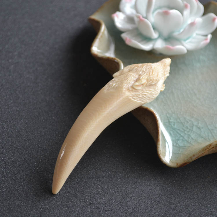 萃尚 猛犸象牙精美雕刻牙尖吊坠挂件 雕刻龙头狼头牙狮子头男女款 附