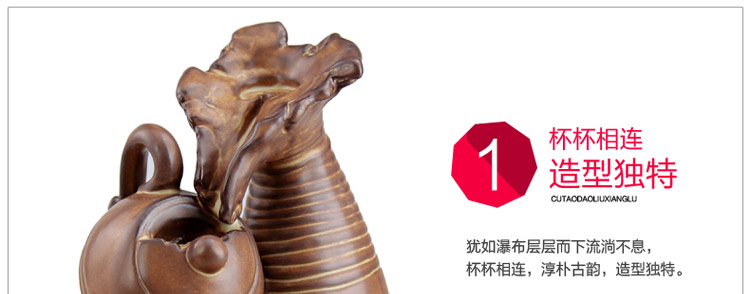 铜欣祥 倒流香香炉陶瓷烟倒流香炉 粗陶熏香炉沉香檀香塔香锥香炉香道用品居室摆件工艺礼品 到福倒流香炉
