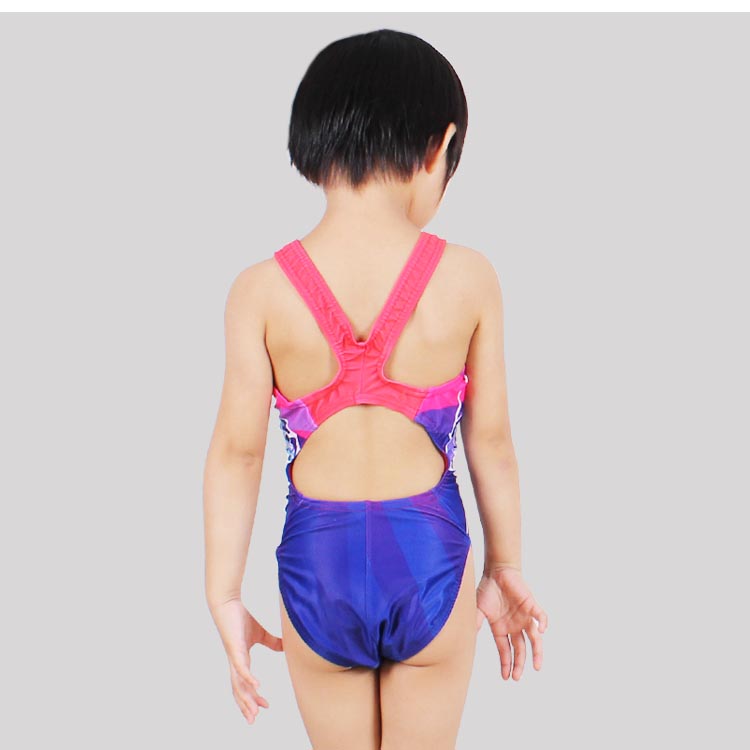 儿童游泳衣女童大中小女孩竞速游泳训练比赛女童学生连体三角泳衣