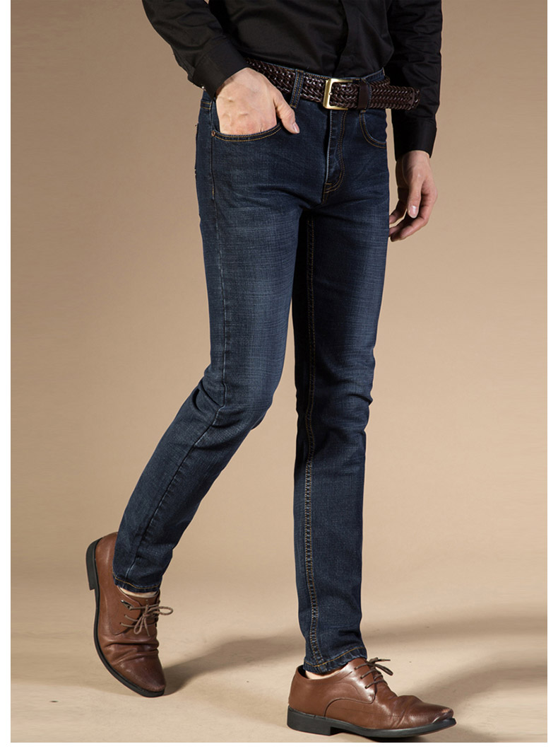 旗牌王直筒牛仔裤男 春季新款 男士休闲中腰弹力牛仔长裤子 蓝色 29