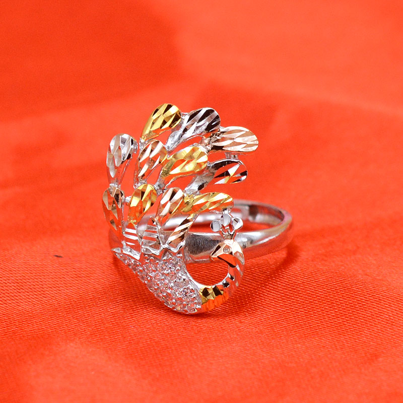 纯已久银饰s925彩银戒指 凤凰戒指 三彩银戒指 女款