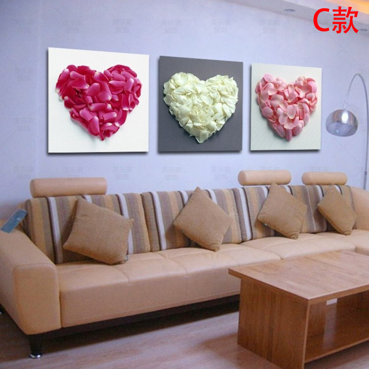 
                                        佳沐 现代简约客厅沙发背景墙壁三联画无框画卧室床头挂画装饰画爱心树 爱心树 三联幅12mm薄板 70*70cm                
