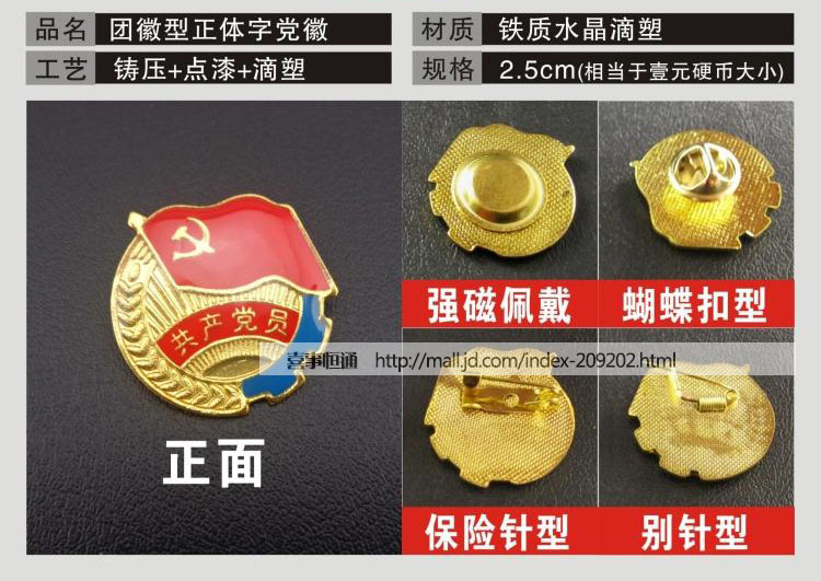 党徽胸章 别针/蝴蝶扣 标准党员党徽 胸章别针党员胸章 新款蓝边党徽
