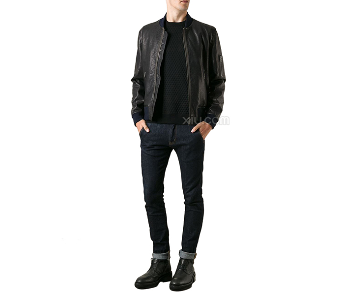 z zegna 男士羊皮立领夹克ff915.zz616 b09 nc 蓝色 52